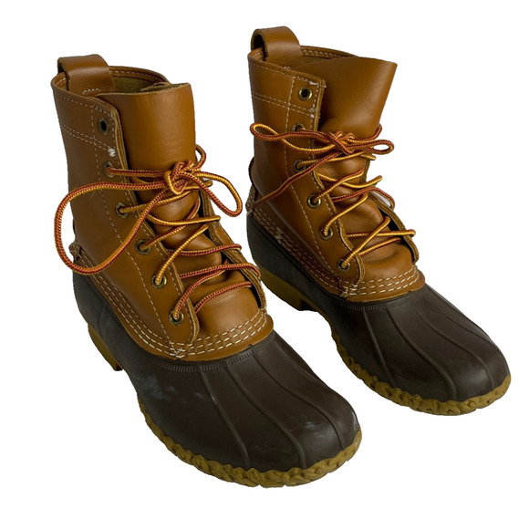 Women's 7 M L.L.Bean Tan Lace-Up All Weather Duck Boots - Picture 1 of 9